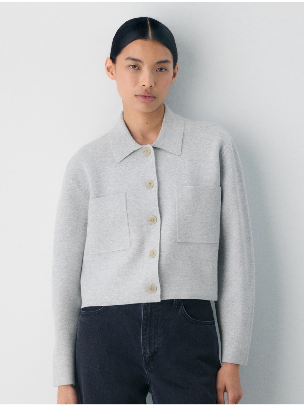 Babaton Light Gray Knit Button-Up Jacket - Picture 3 of 3